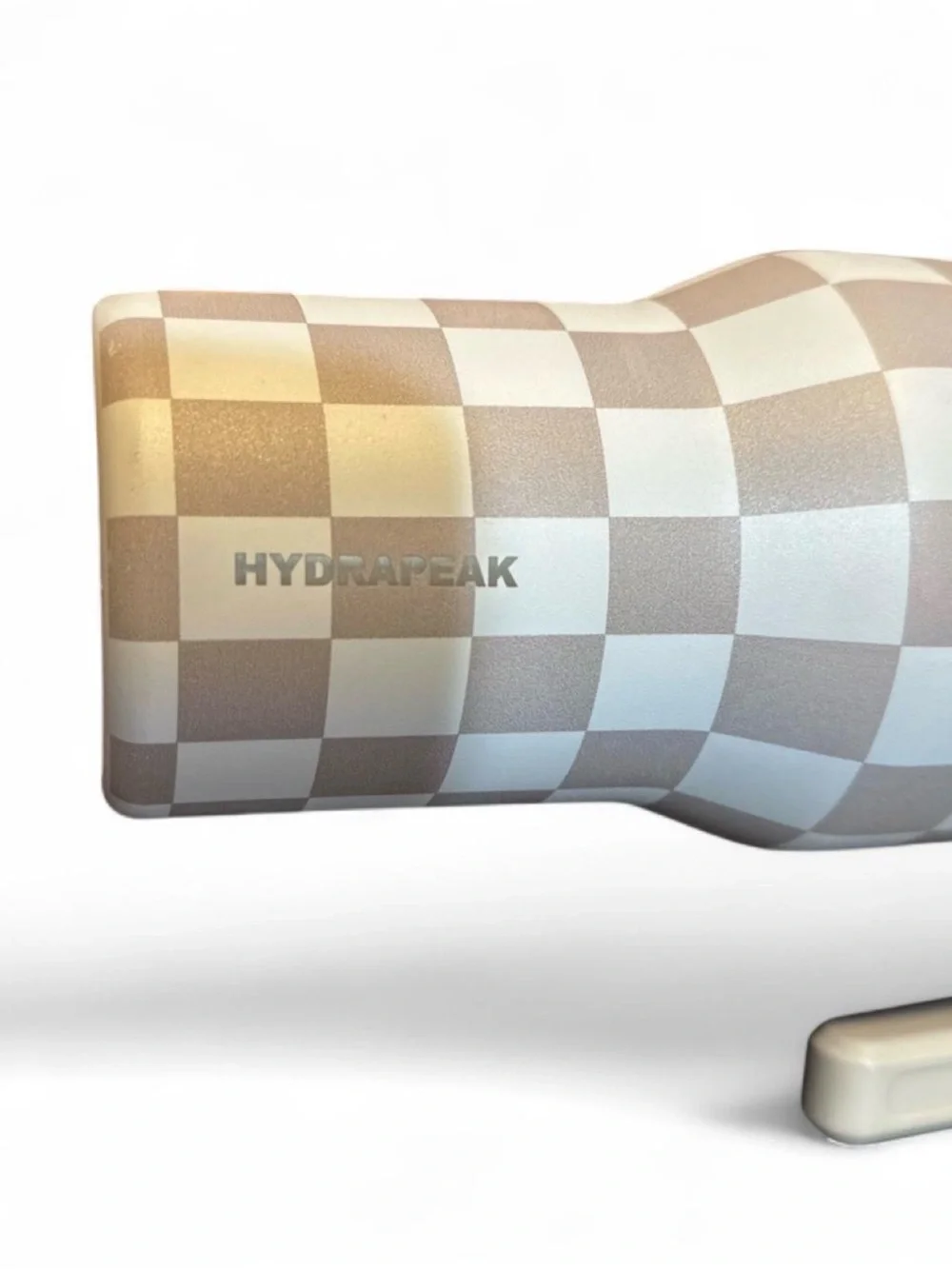 HydraPeak Cream Checkered Travel Mug with Handle and Straw NWOT 40pz Hot Cold